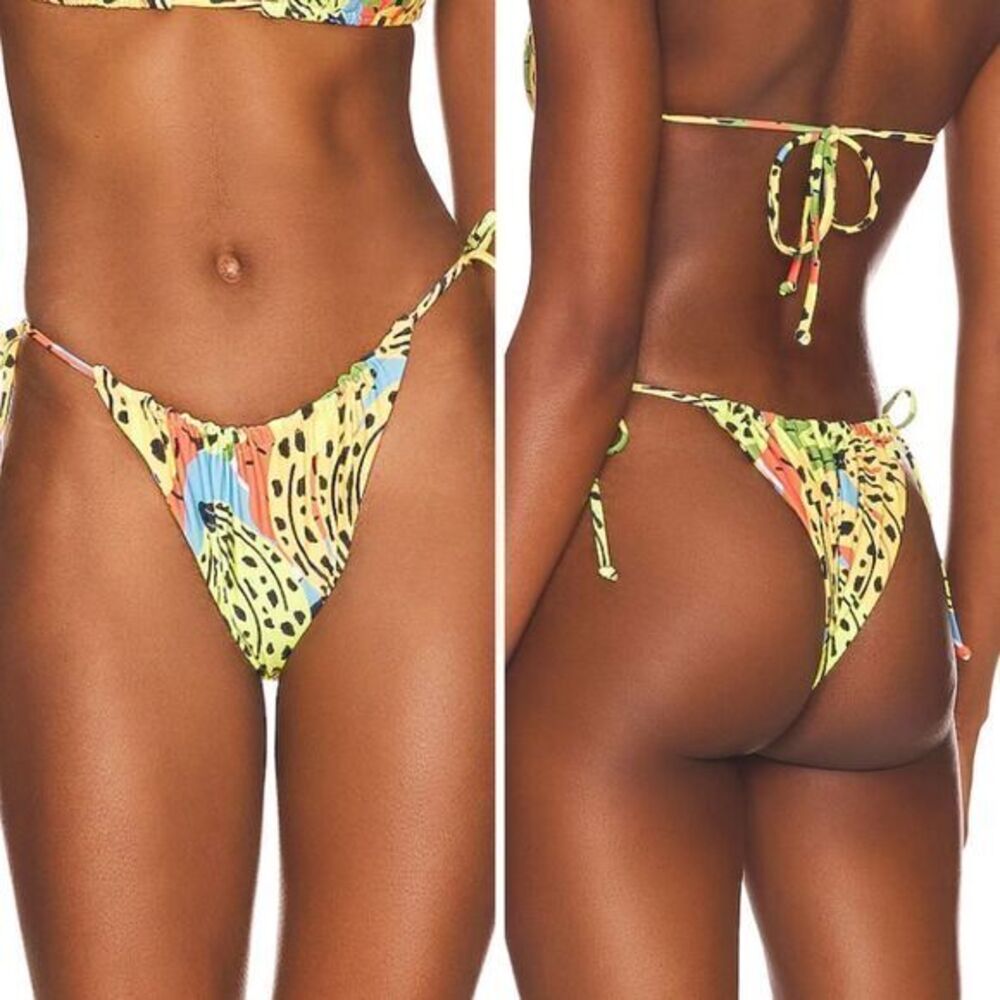 NEW It’s Now Cool square top string bottom bikini‎ in bananas, L